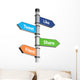 social media signpost for direction (like, tweet, friend, share, Wall Decal