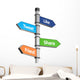 social media signpost for direction (like, tweet, friend, share, Wall Decal