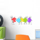 3D Men Carrying and Connecting Colorful Jigsaw Wall Decal