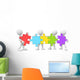 3D Men Carrying and Connecting Colorful Jigsaw Wall Decal