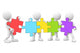 3D Men Carrying and Connecting Colorful Jigsaw Wall Decal
