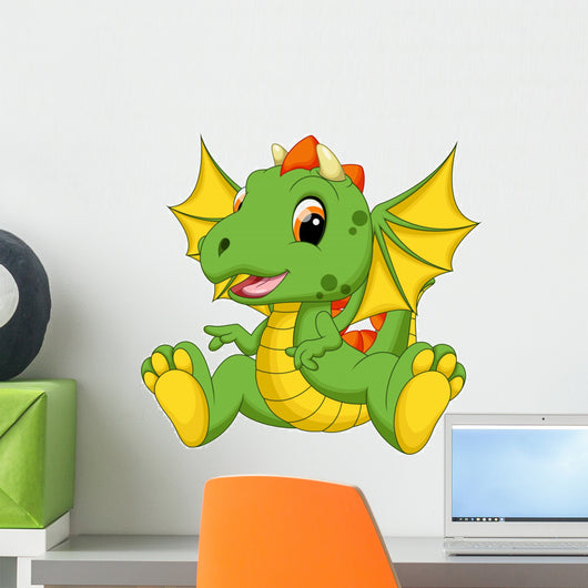Cute Baby Dragon Cartoon Wall Decal