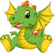 Cute Baby Dragon Cartoon Wall Decal