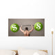 muscular man lifting green dollar sign weights Wall Mural