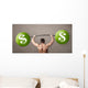 muscular man lifting green dollar sign weights Wall Mural