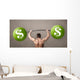 muscular man lifting green dollar sign weights Wall Mural