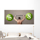 muscular man lifting green dollar sign weights Wall Mural