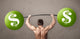muscular man lifting green dollar sign weights Wall Mural