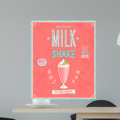 Vintage Milkshake Poster shown on a wall