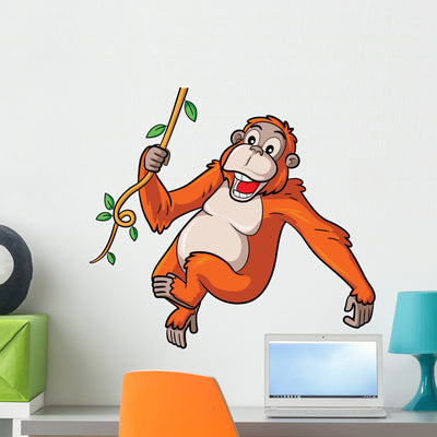 Orangutan Cartoon shown on a wall