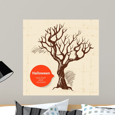 Halloween Hand Drawn Illustration shown on a wall