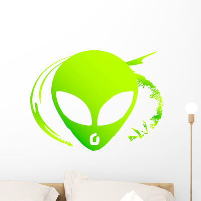 Alien Wall Decal shown on a wall