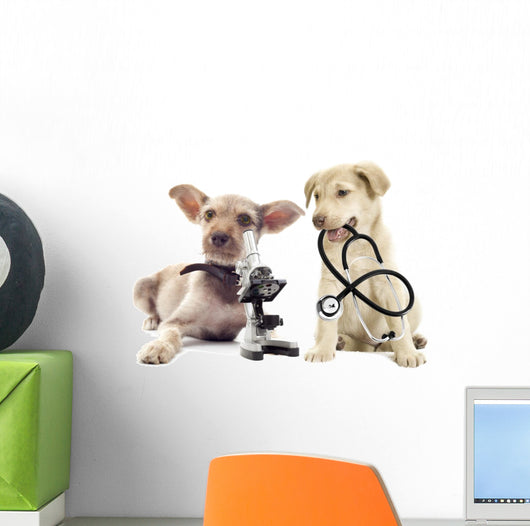 Puppy and Microscope Wall Decal