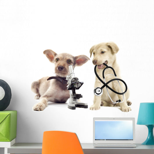 Puppy and Microscope Wall Decal