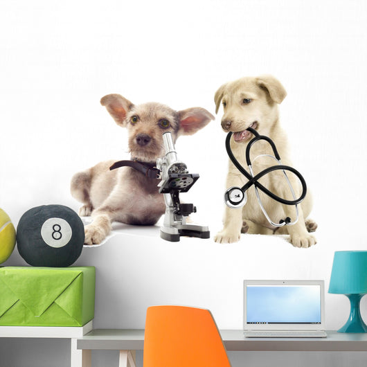 Puppy and Microscope Wall Decal
