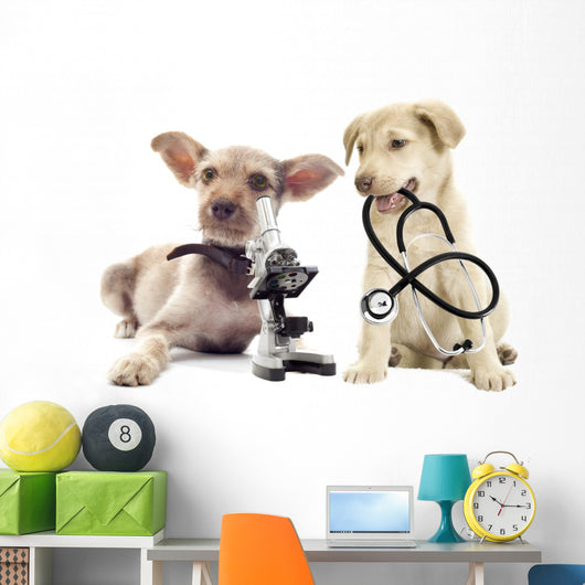 Puppy and Microscope Wall Decal