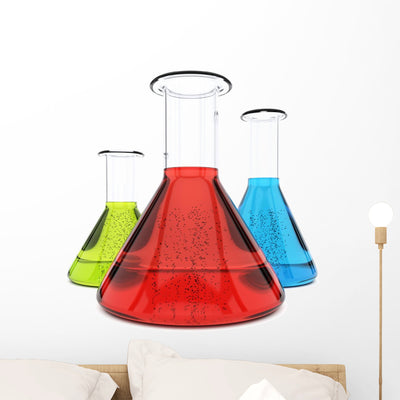 Chemistry Flasks Wall Decal shown on a wall