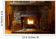 close-up of stone fireplace in log cabin with blazing fire Wall Mural