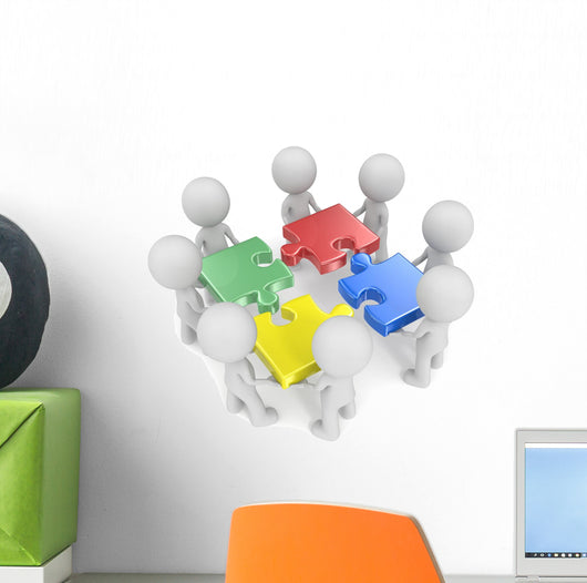 Mega Team.The dude x 8 holding disassembled puzzle pieces. Wall Decal