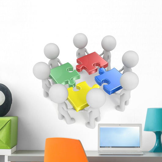 Mega Team.The dude x 8 holding disassembled puzzle pieces. Wall Decal