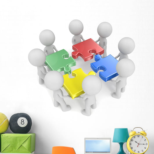 Mega Team.The dude x 8 holding disassembled puzzle pieces. Wall Decal