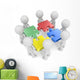 Mega Team.The dude x 8 holding disassembled puzzle pieces. Wall Decal