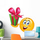 Emoticon with gift Wall Decal
