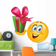 Emoticon with gift Wall Decal
