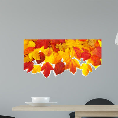 Autumn Leaves Wall Decal shown on a wall