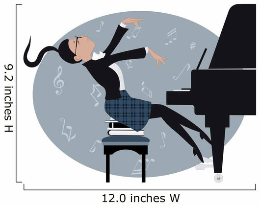 Young girl playing a piano Wall Mural