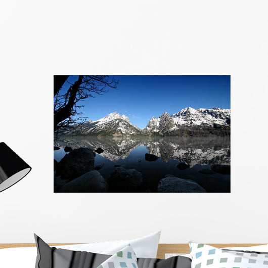 grand tetons from jenny lake Wall Mural