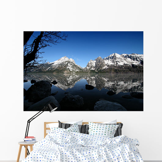 grand tetons from jenny lake Wall Mural