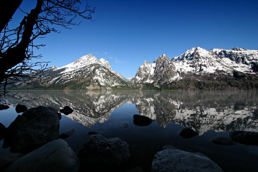 grand tetons from jenny lake Wall Mural