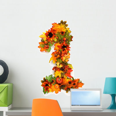 Number One Autumn Wall Decal shown on a wall