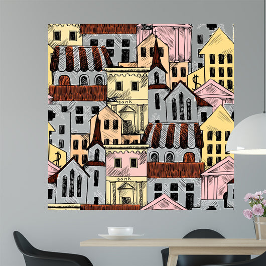 Government Buildings Illustration Wall Decal Wallpaper Tile Wall Decal