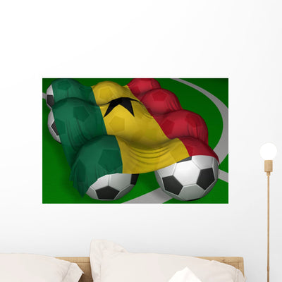 Ghana Flag Soccer Wall Decal shown on a wall