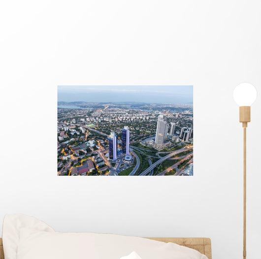 Financial District of Istanbul City Sight from Skyscraper Wall Mural