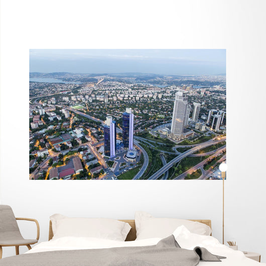 Financial District of Istanbul City Sight from Skyscraper Wall Mural