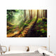 Beautiful scene misty old autumn forest Wall Mural