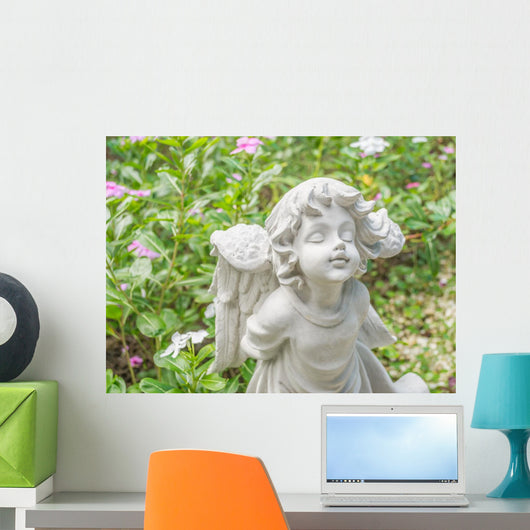 Fairy Statue Garden with Wall Decal