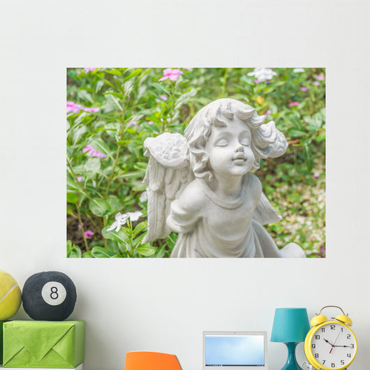 Fairy Statue Garden with Wall Decal