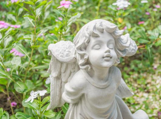 Fairy Statue Garden with Wall Decal