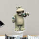 Cartoon Hippo Brushing His Wall Decal