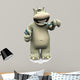 Cartoon Hippo Brushing His Wall Decal