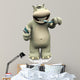 Cartoon Hippo Brushing His Wall Decal