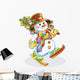 cheerful snowman with Christmas tree Wall Decal