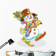 cheerful snowman with Christmas tree Wall Decal