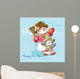 Two Happy Snowman With Gifts Wall Decal