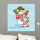 two happy snowman with gifts Wall Mural