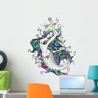 Mermaid Wall Decal 2 shown on a wall